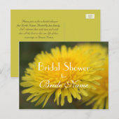 黄色かわいらし野花タンポポブライダルシャワー インビテーションポストカード (正面/裏面)