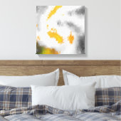 黄色がかったオレンジ色の緑の白い黒い抽象芸術写真 キャンバスプリント (インサイチュ (寝室))