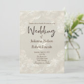 黄色がかった灰色のヴィンテージゴールドの白い招待状 招待状 (スタンド正面)