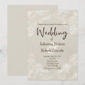 黄色がかった灰色のヴィンテージゴールドの白い招待状 招待状 (正面/裏面)