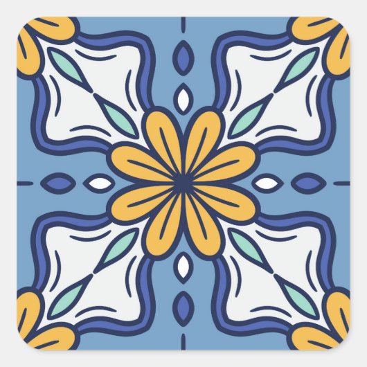 黄色がかった青いデザイン スクエアシール (正面)