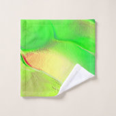 黄色がかった鮮やかな緑に彫られた小さい バスタオルセット (ウォッシュタオル)