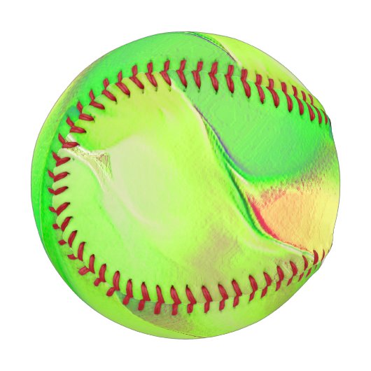 黄色がかった鮮やかな緑に彫られた小さい 野球ボール (正面左)