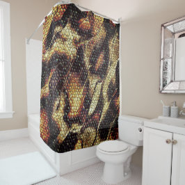 黄色がかった黒い斑点のある爬虫類の皮膚？ シャワーカーテン