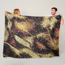 黄色がかった黒い斑点のある爬虫類の皮膚？ フリースブランケット