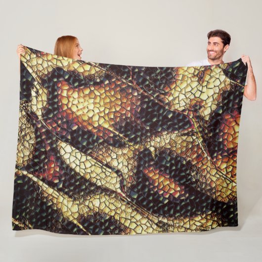 黄色がかった黒い斑点のある爬虫類の皮膚？ フリースブランケット (インサイチュ)