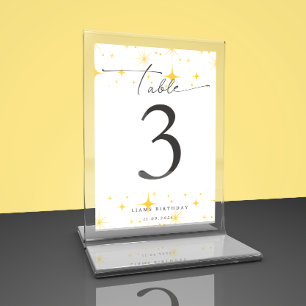 黄色きらめく星birthdayTableフラットカード サンキューカード