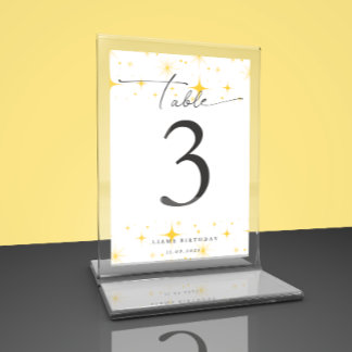 黄色きらめく星birthdayTableフラットカード サンキューカード