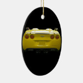 黄色くカスタムなコルベットの背面図 セラミックオーナメント (右)