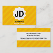 黄色くストライプのでカスタムなモノグラム 名刺 (正面/裏面)
