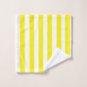 黄色くストライプのなタオル バスタオルセット (ウォッシュタオル)