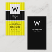 黄色くモダンなモノグラムの名刺 名刺 (正面/裏面)