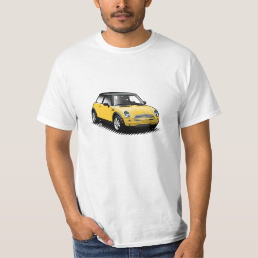 黄色くモダンな小型車のTシャツ Tシャツ (正面)