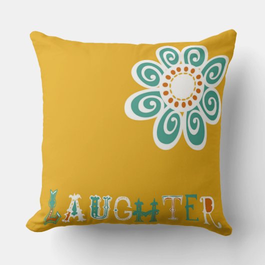 黄色く写実的な花の笑い声の枕 クッション (正面)