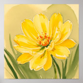 黄色く咲く花デザイン ポスター (正面)