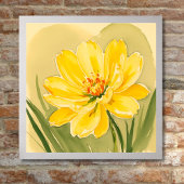 黄色く咲く花デザイン ポスター