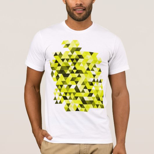 黄色く幾何学的な三角形パターンTシャツ Tシャツ (正面)