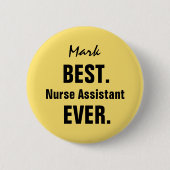 黄色く最も最高のなナースの助手の名前をカスタムするV8 缶バッジ (正面)