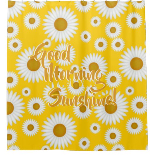 黄色く白い日光のデイジーパターンカスタマイズ可能な2 シャワーカーテン (正面)
