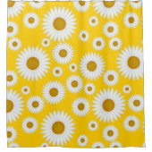 黄色く白い日光のデイジーパターンシャワー・カーテン シャワーカーテン (正面)