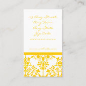 黄色く白い花のダマスク織の名刺 名刺 (裏面)