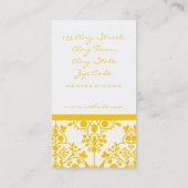 黄色く白い花のダマスク織の名刺 名刺 (裏面)