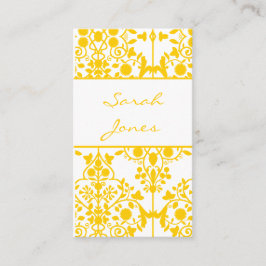 黄色く白い花のダマスク織の名刺 名刺
