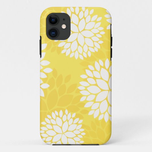 黄色く白い花のモノグラム Case-Mate iPhoneケース (裏面)