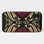 黄色く赤い種族のマオリのtatauのスケッチのpolytat Case-Mate iPhoneケース (裏面(横))