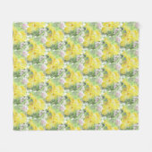 黄色く高い髭があるアイリス水彩画 フリースブランケット (正面(横))