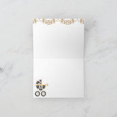 黄色く黒いダマスク織の乳母車のシャワーは感謝していしています サンキューカード (内部)