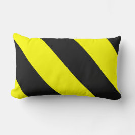 黄色く黒い関心の警告は縞で飾ります ランバークッション