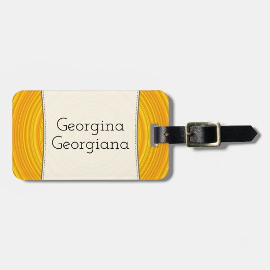 黄色く、オレンジによって曲げられるライン + パーソナライズな名前 ラゲッジタグ (正面横)