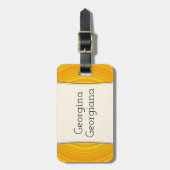 黄色く、オレンジによって曲げられるライン + パーソナライズな名前 ラゲッジタグ (正面縦)