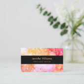 黄色く、ピンクの水彩画の名刺 名刺 (スタンド正面)