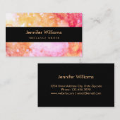 黄色く、ピンクの水彩画の名刺 名刺 (正面/裏面)