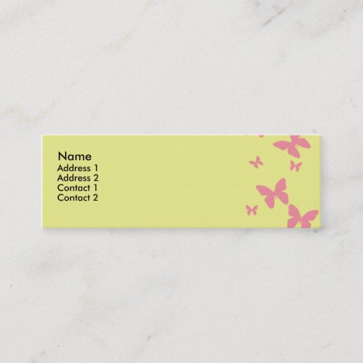 黄色く、ピンクの蝶プロフィールカード スキニー名刺 (正面)