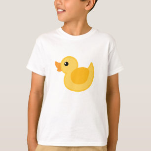 黄色く、白ゴム製アヒルちゃんのTシャツを引込めて下さい Tシャツ