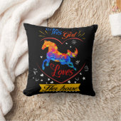 黄色この少女は彼女の馬を愛している クッション (ブランケット)