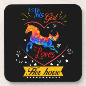 黄色この少女は彼女の馬を愛している コースター (正面)