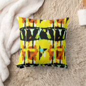 黄色さびグリーンブラックラージタイル抽象芸術アート クッション (ブランケット)