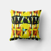 黄色さびグリーンブラックラージタイル抽象芸術アート クッション (裏面)