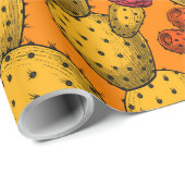 黄色で咲くオプンティア ラッピングペーパー (ロールコーナー)