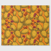 黄色で咲くオプンティア ラッピングペーパー (フラット)