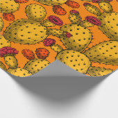 黄色で咲くオプンティア ラッピングペーパー (角)