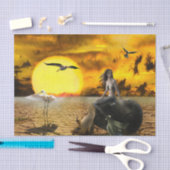 黄色で引く神秘的な人魚のファンタジー 薄葉紙 (クラフト)