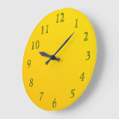 黄色で深緑色 ラージ壁時計 (傾斜)