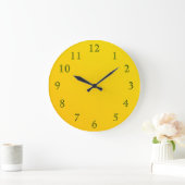 黄色で深緑色 ラージ壁時計 (ホーム)