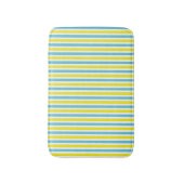 黄色とアクアストライプの模様の夏色 バスマット (正面縦)