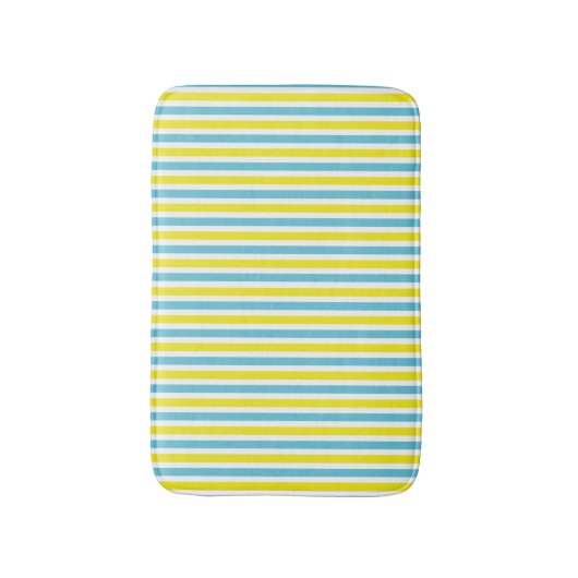 黄色とアクアストライプの模様の夏色 バスマット (正面縦)